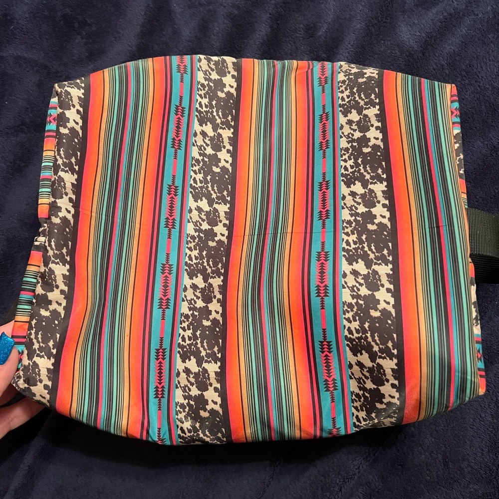 Crazy Train Multicolor Striped Cosmetic Bag
